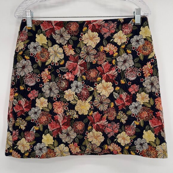 LOFT Petites Floral Jacquard Mini Skirt Multicolor Women's 10P - Picture 1 of 8